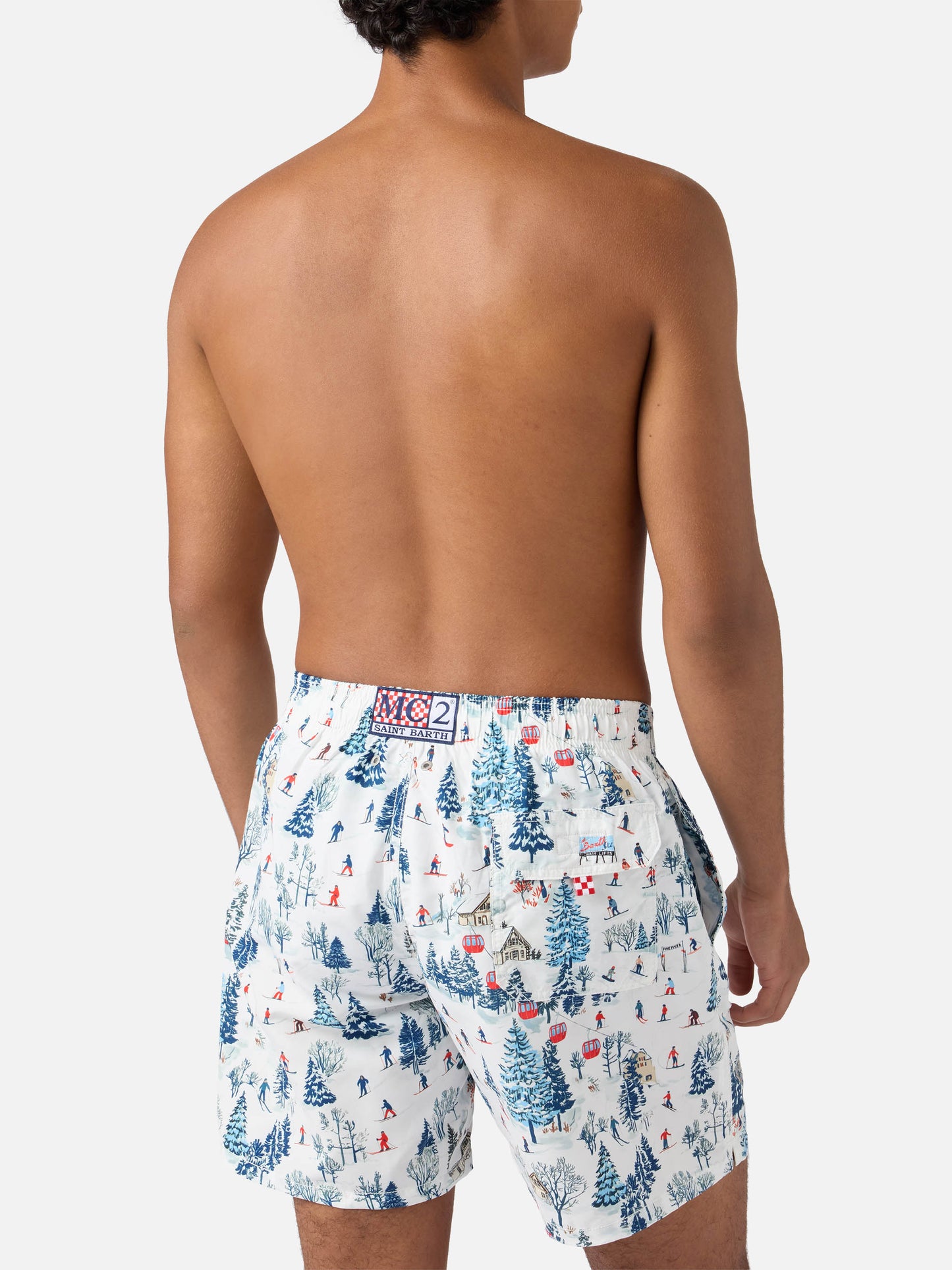 Costume mare lunghezza media Gustavia con stampa pista da sci