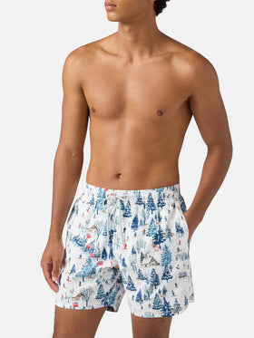 Costume mare lunghezza media Gustavia con stampa pista da sci