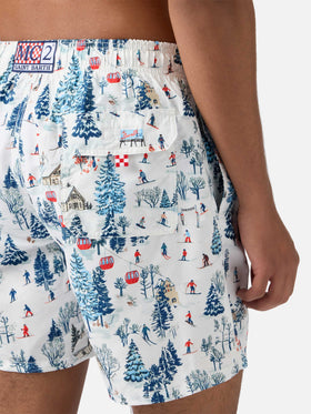 Costume mare lunghezza media Gustavia con stampa pista da sci