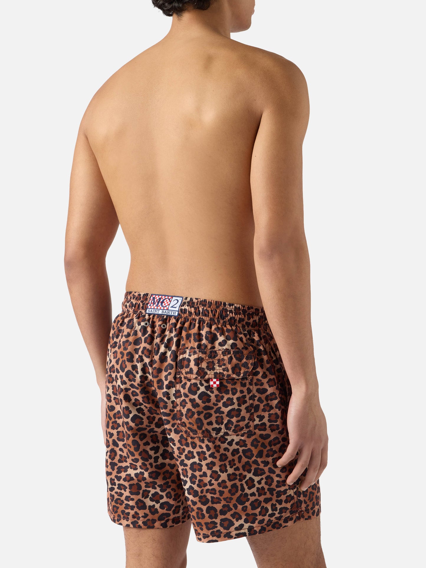 Gustavia swim shorts with leopard print