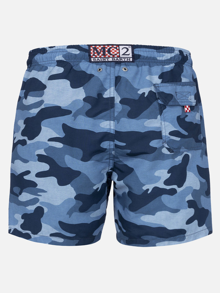 Man mid-length Gustavia swim-shorts with camouflage print