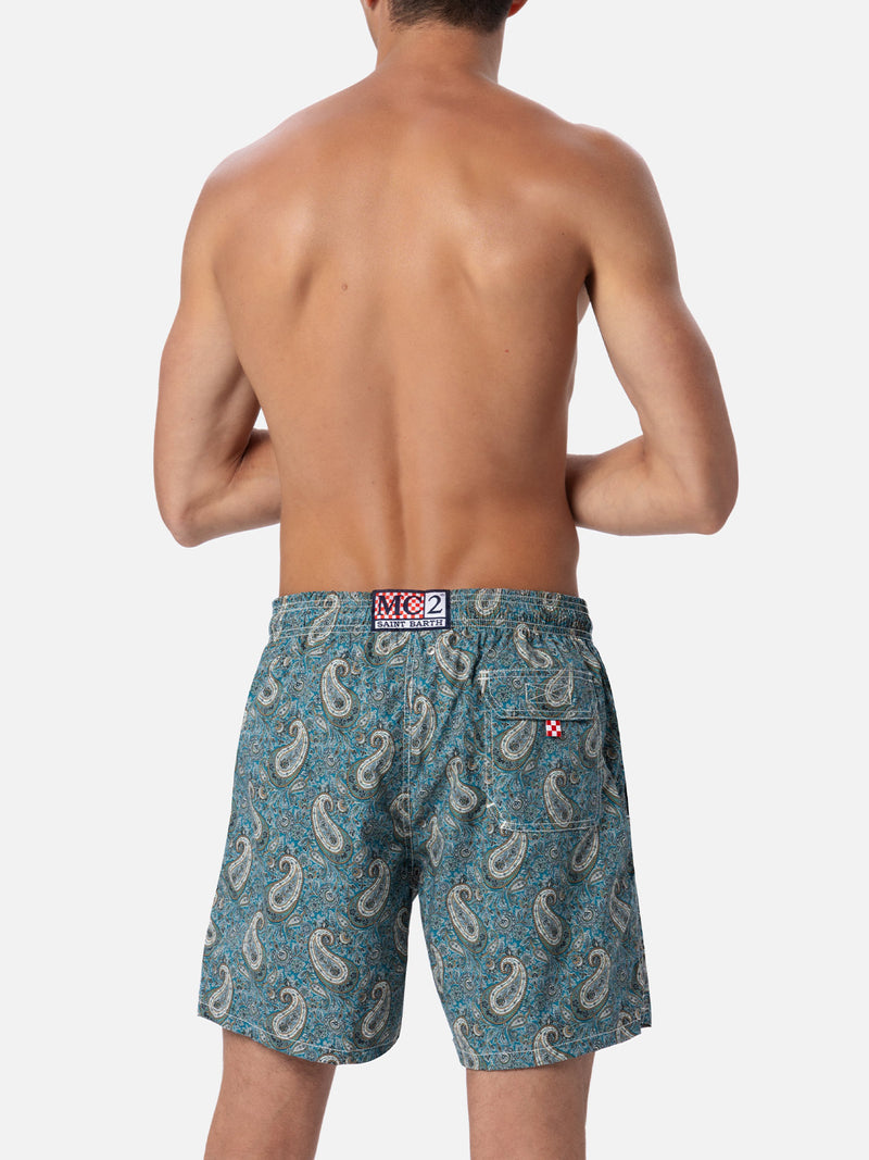 Man mid-length Gustavia swim-shorts with cashmere print