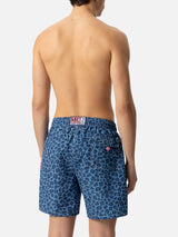 Man mid-length Gustavia swim-shorts with animalier print