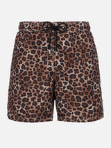 Man mid-length Gustavia swim-shorts with animalier print