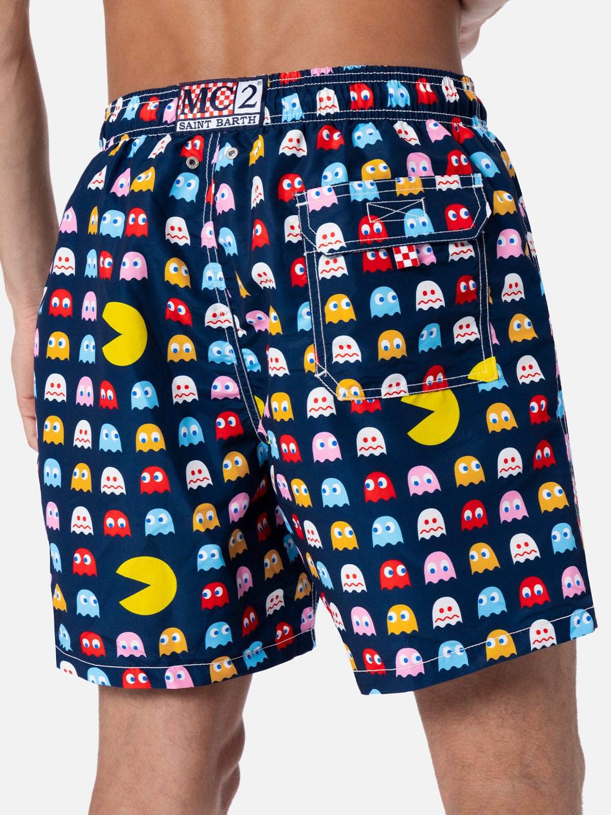 Mid-length Gustavia swim-shorts with Pac-Man print |PAC-MAN SPECIAL EDITION - MC2 Saint Barth