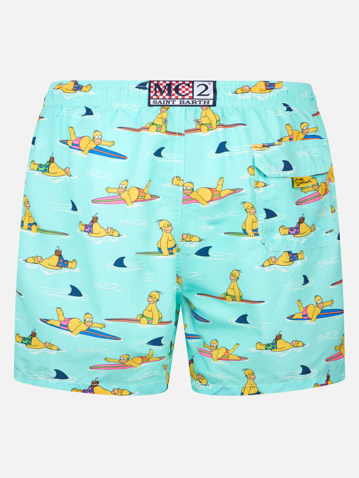 Man mid-length Gustavia swim-shorts with Homer Simpson print | THE SIMPSONS SPECIAL EDITION