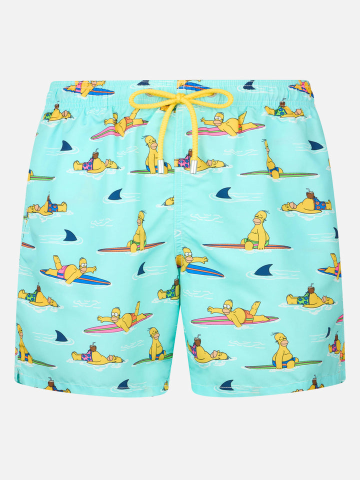 Man mid-length Gustavia swim-shorts with Homer Simpson print | THE SIMPSONS SPECIAL EDITION