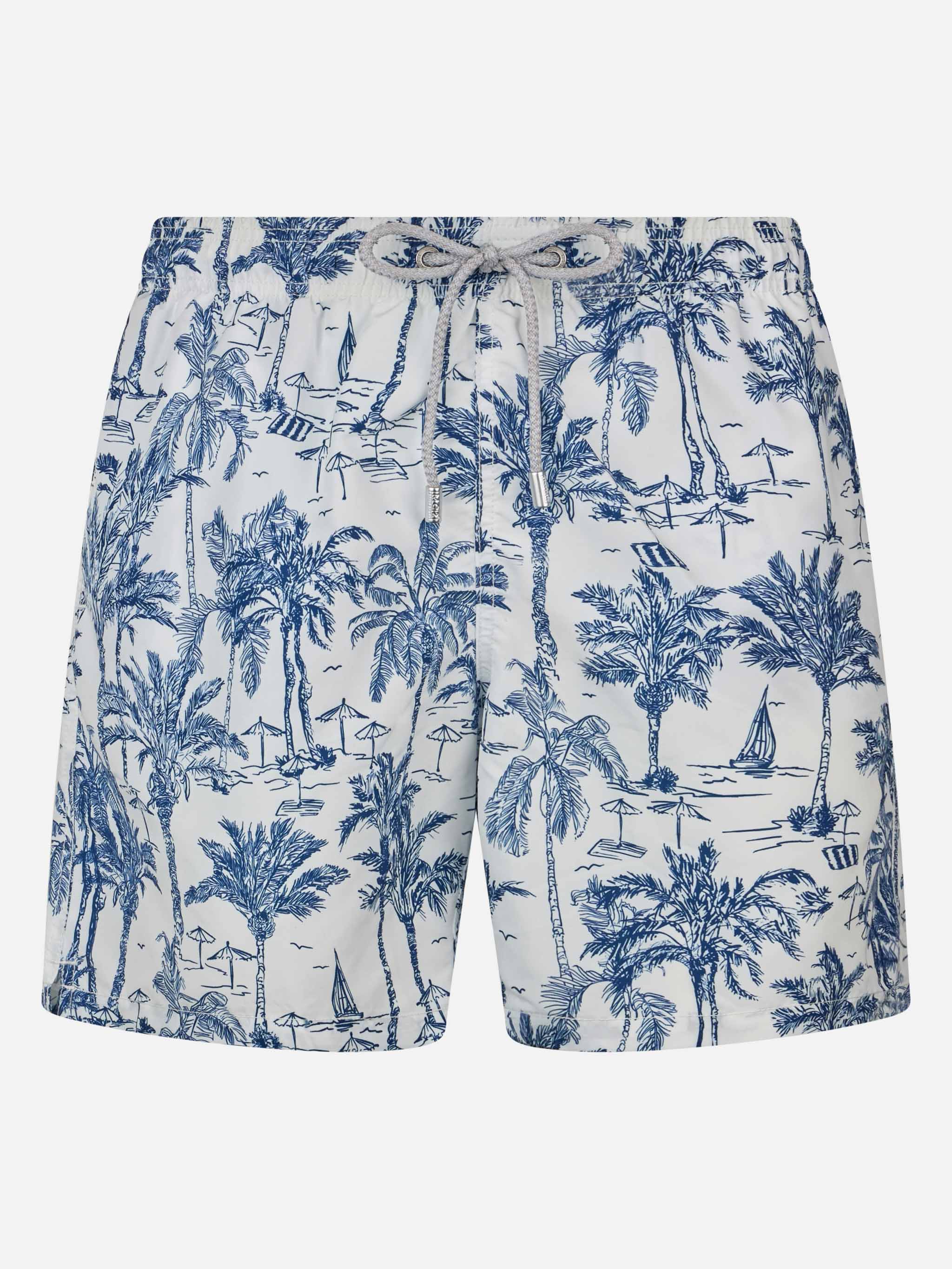 Man mid-length Gustavia swim-shorts with toile de jouy print – MC2 ...