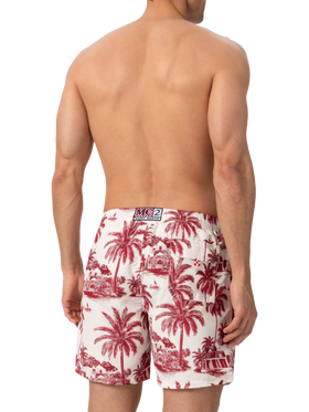 Mid-length Gustavia swim-shorts with toile de jouy print | AI CO-CREATED DESIGN BY RICKDICK - POWERED BY RED-EYE - MC2 Saint Barth