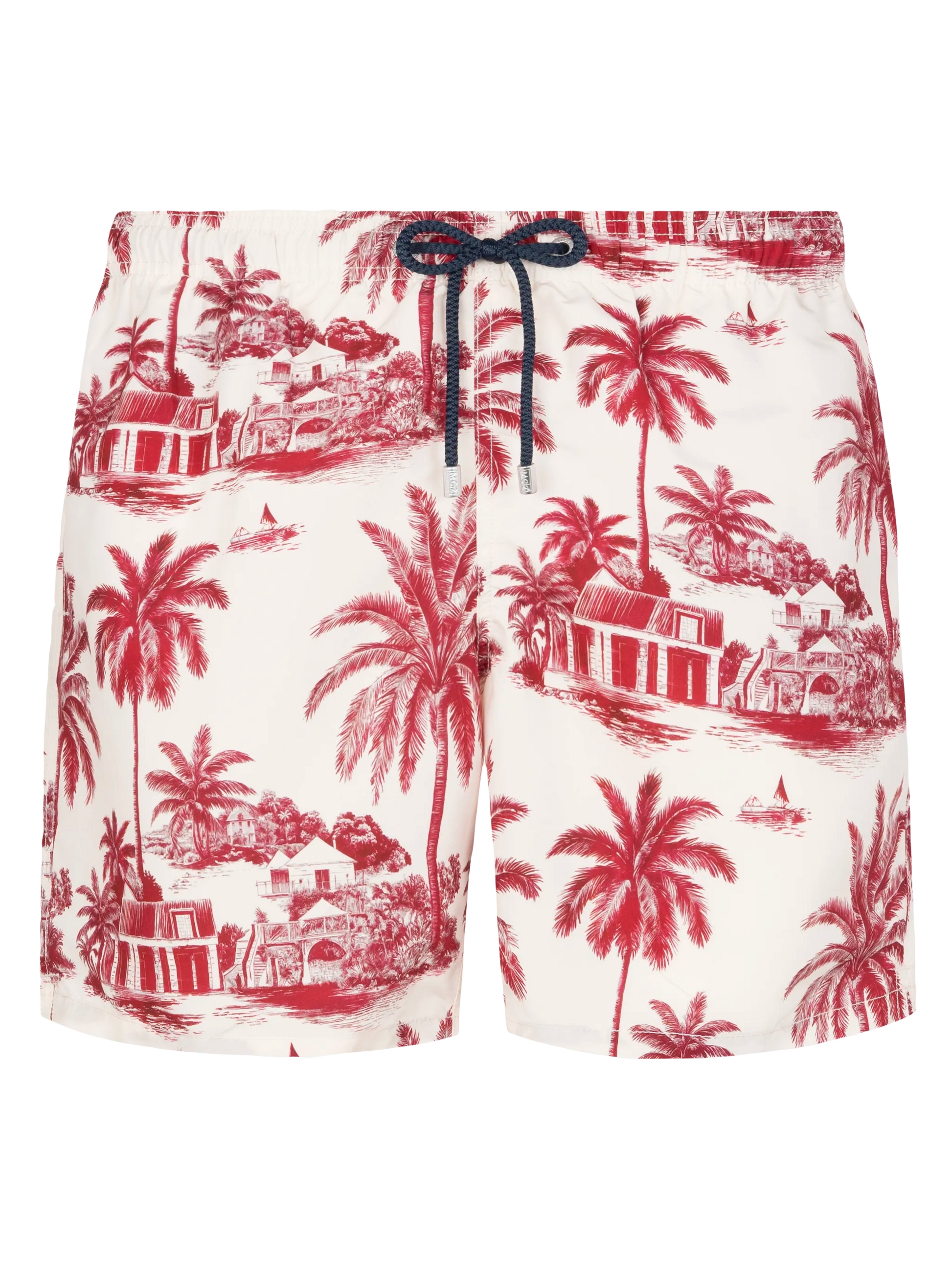 Mid-length Gustavia swim-shorts with toile de jouy print | AI CO-CREATED DESIGN BY RICKDICK - POWERED BY RED-EYE - MC2 Saint Barth