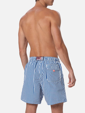 Mid-length striped Gustavia swim-shorts with St. Barth embroidery - MC2 Saint Barth