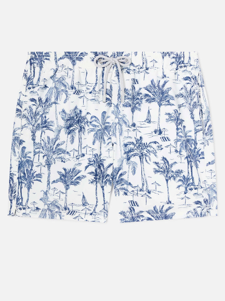Mittellange Badeshorts Gustavia mit Toile-de-Jouy-Print