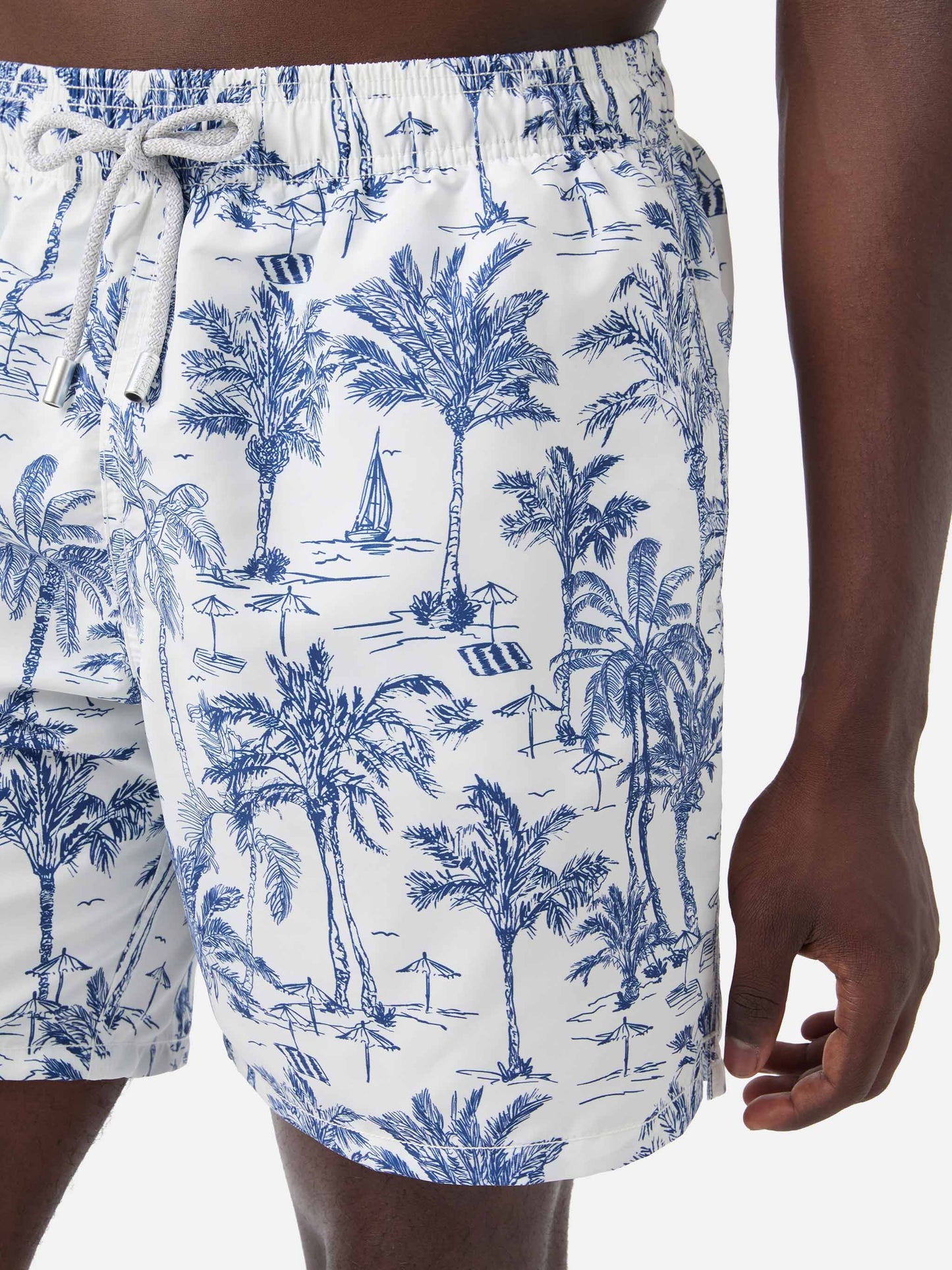 Costume mare lunghezza media Gustavia con stampa toile de jouy