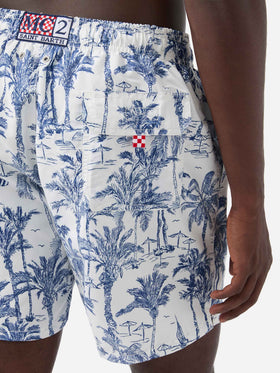 Costume mare lunghezza media Gustavia con stampa toile de jouy