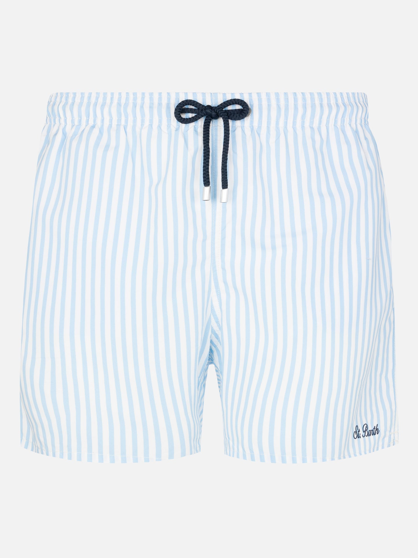 Mid-length striped Gustavia swim-shorts with St. Barth embroidery - MC2 Saint Barth