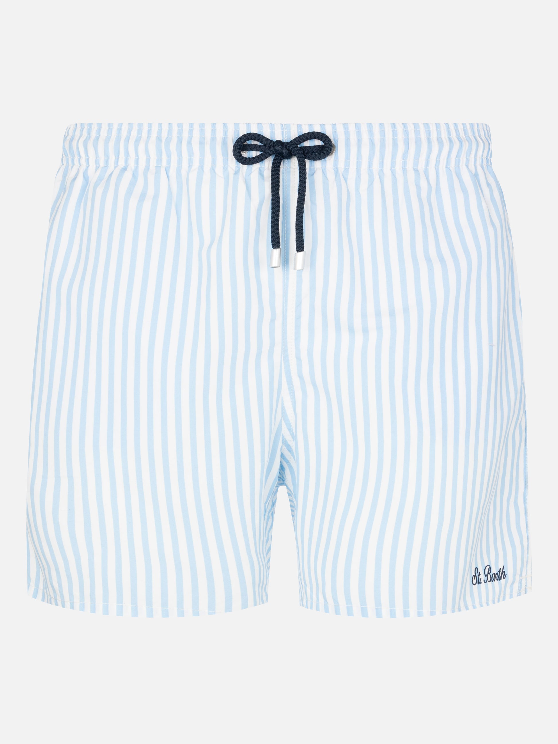 Mid-length striped Gustavia swim-shorts with St. Barth embroidery - MC2 Saint Barth