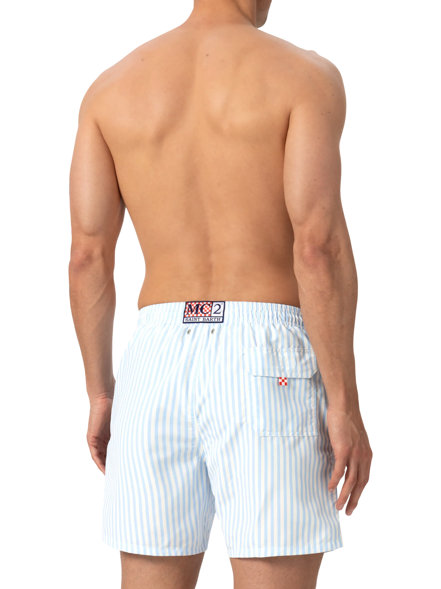 Mid-length striped Gustavia swim-shorts with St. Barth embroidery - MC2 Saint Barth