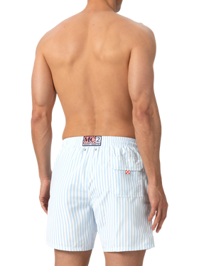 Mid-length striped Gustavia swim-shorts with St. Barth embroidery - MC2 Saint Barth