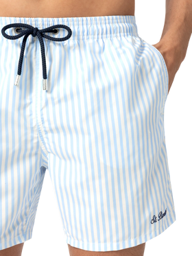 Mid-length striped Gustavia swim-shorts with St. Barth embroidery - MC2 Saint Barth