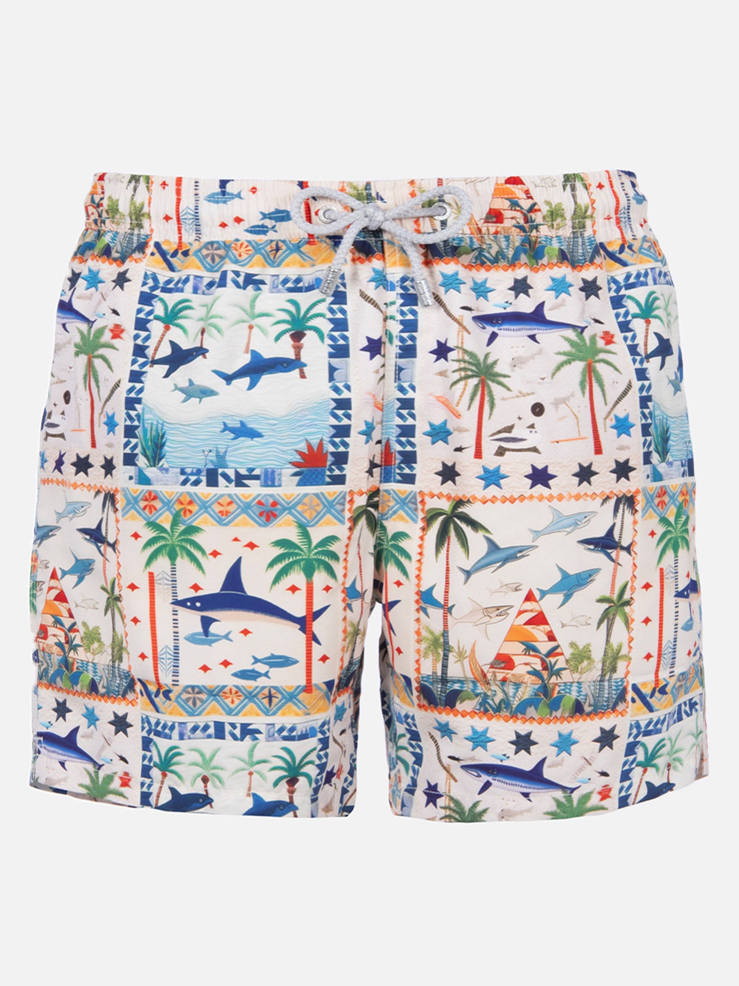 Gustavia Badeshorts in Mittellänge mit Hai-Print | KI-GEMEINSAM ENTWICKELTES DESIGN VON RICKDICK – ENTWICKELT VON RED-EYE