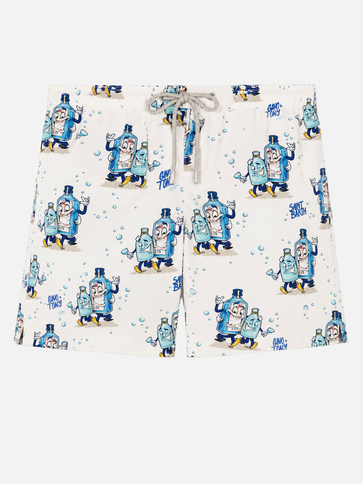 Mittellange Gustavia Badeshorts mit Cocktail-Print |CRYPTOPUPPETS SPECIAL EDITION