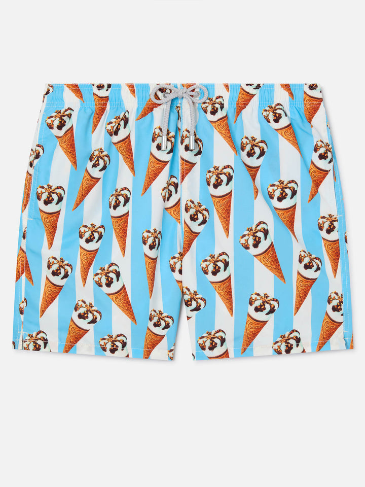 Klassische Herren-Badeshorts mit Cornetto-Print | ALGIDA® SONDEREDITION