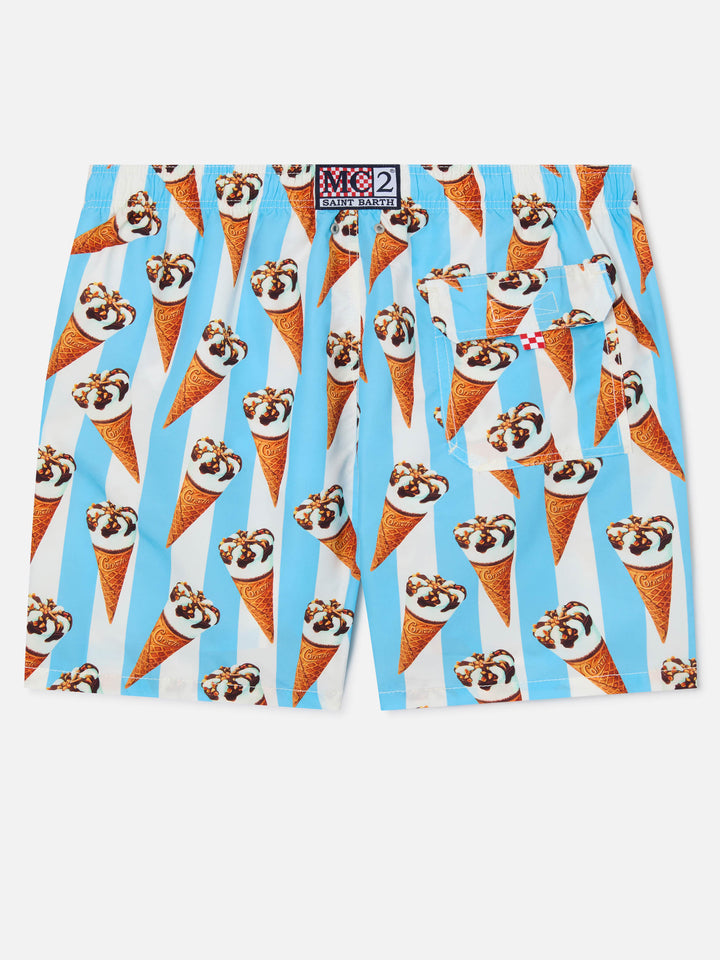Klassische Herren-Badeshorts mit Cornetto-Print | ALGIDA® SONDEREDITION