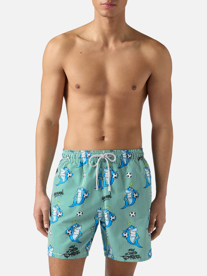 Gustavia striped swim shorts with shark print | Special Edition