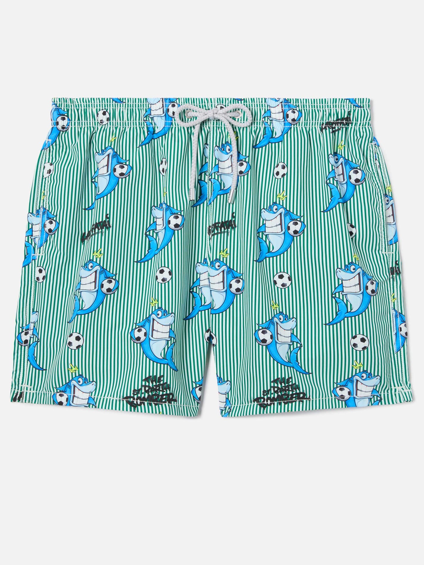 Costume mare Gustavia a righe con stampa squali | Special Edition