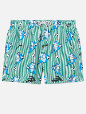Costume mare Gustavia a righe con stampa squali | Special Edition