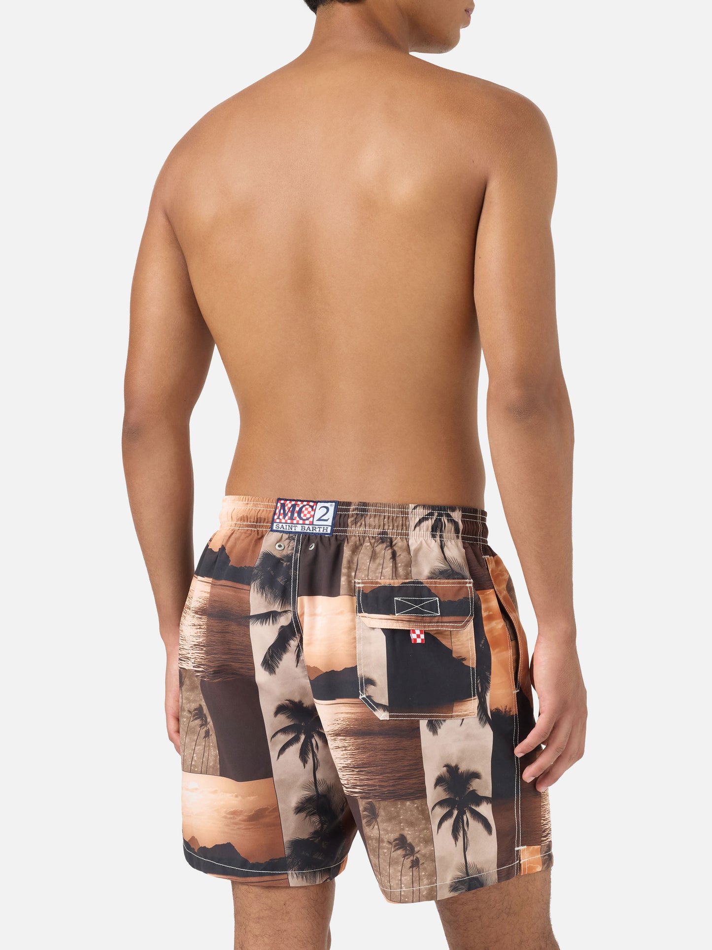 Gustavia-Badeshorts mit Sonnenuntergangs-Print | Special Edition 