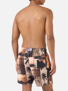 Gustavia-Badeshorts mit Sonnenuntergangs-Print | Special Edition 