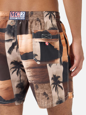 Gustavia-Badeshorts mit Sonnenuntergangs-Print | Special Edition 