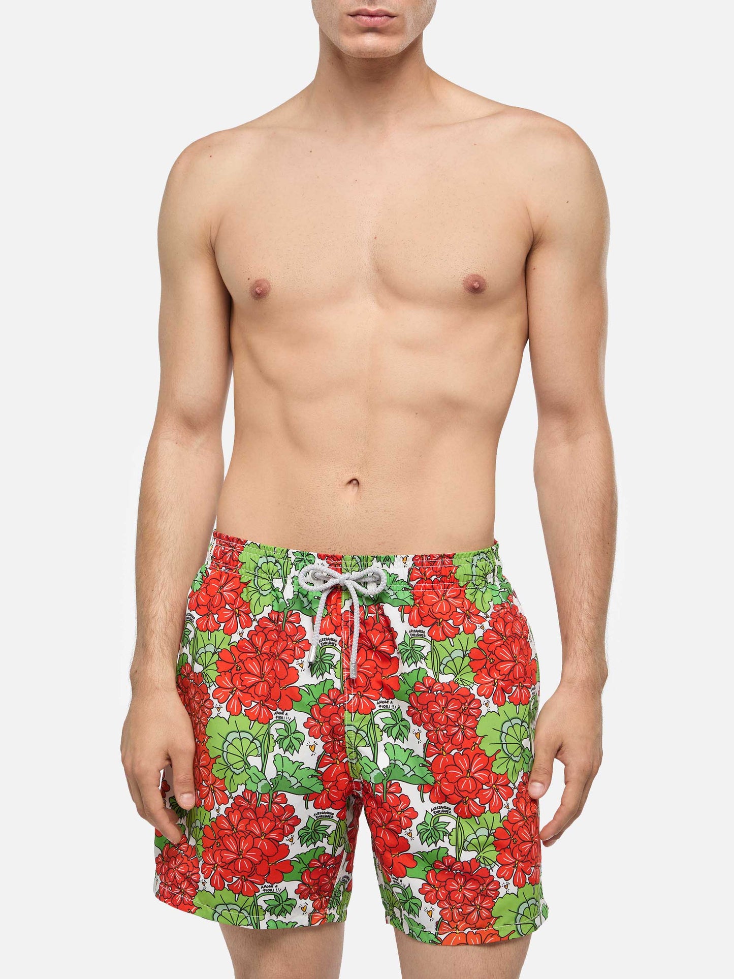 Mid-length Gustavia swim-shorts with flower print | ALESSANDRO ENRIQUEZ SPECIAL EDITION - MC2 Saint Barth