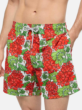 Mid-length Gustavia swim-shorts with flower print | ALESSANDRO ENRIQUEZ SPECIAL EDITION - MC2 Saint Barth