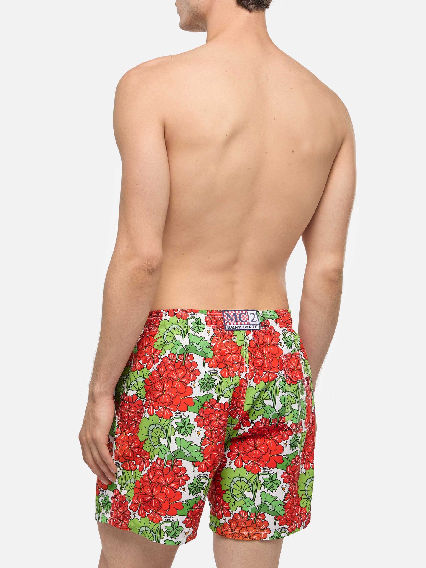 Mid-length Gustavia swim-shorts with flower print | ALESSANDRO ENRIQUEZ SPECIAL EDITION - MC2 Saint Barth