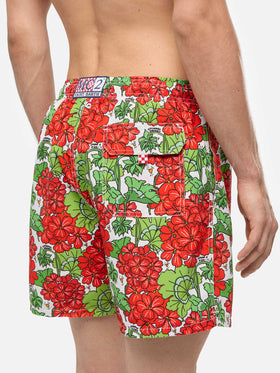 Mid-length Gustavia swim-shorts with flower print | ALESSANDRO ENRIQUEZ SPECIAL EDITION - MC2 Saint Barth