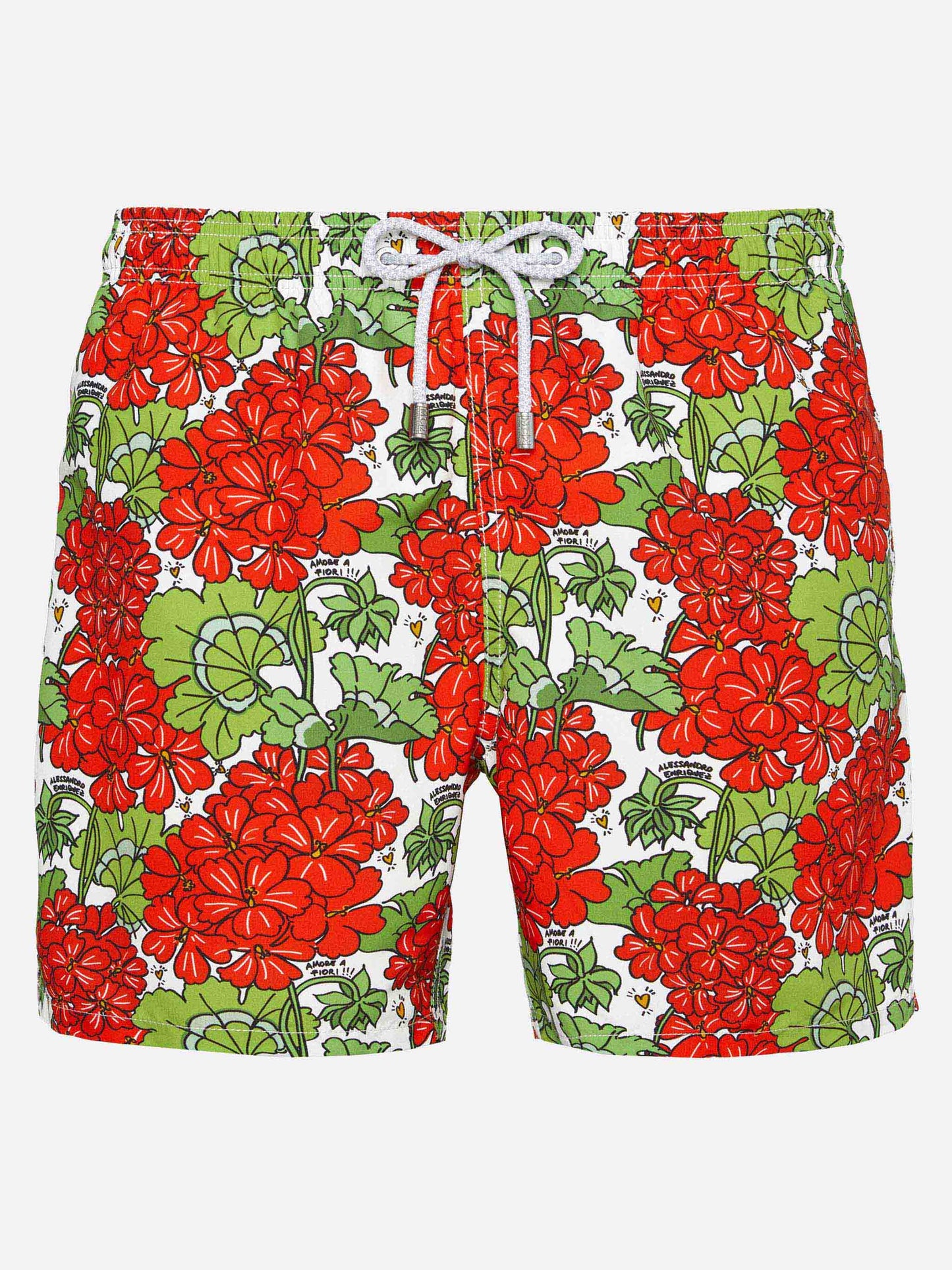 Mid-length Gustavia swim-shorts with flower print | ALESSANDRO ENRIQUEZ SPECIAL EDITION - MC2 Saint Barth