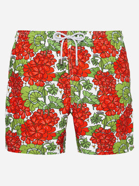 Mid-length Gustavia swim-shorts with flower print | ALESSANDRO ENRIQUEZ SPECIAL EDITION - MC2 Saint Barth