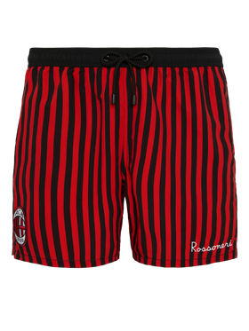 Mid-length Gustavia swim-shorts with Milan print | AC MILAN SPECIAL EDITION - MC2 Saint Barth