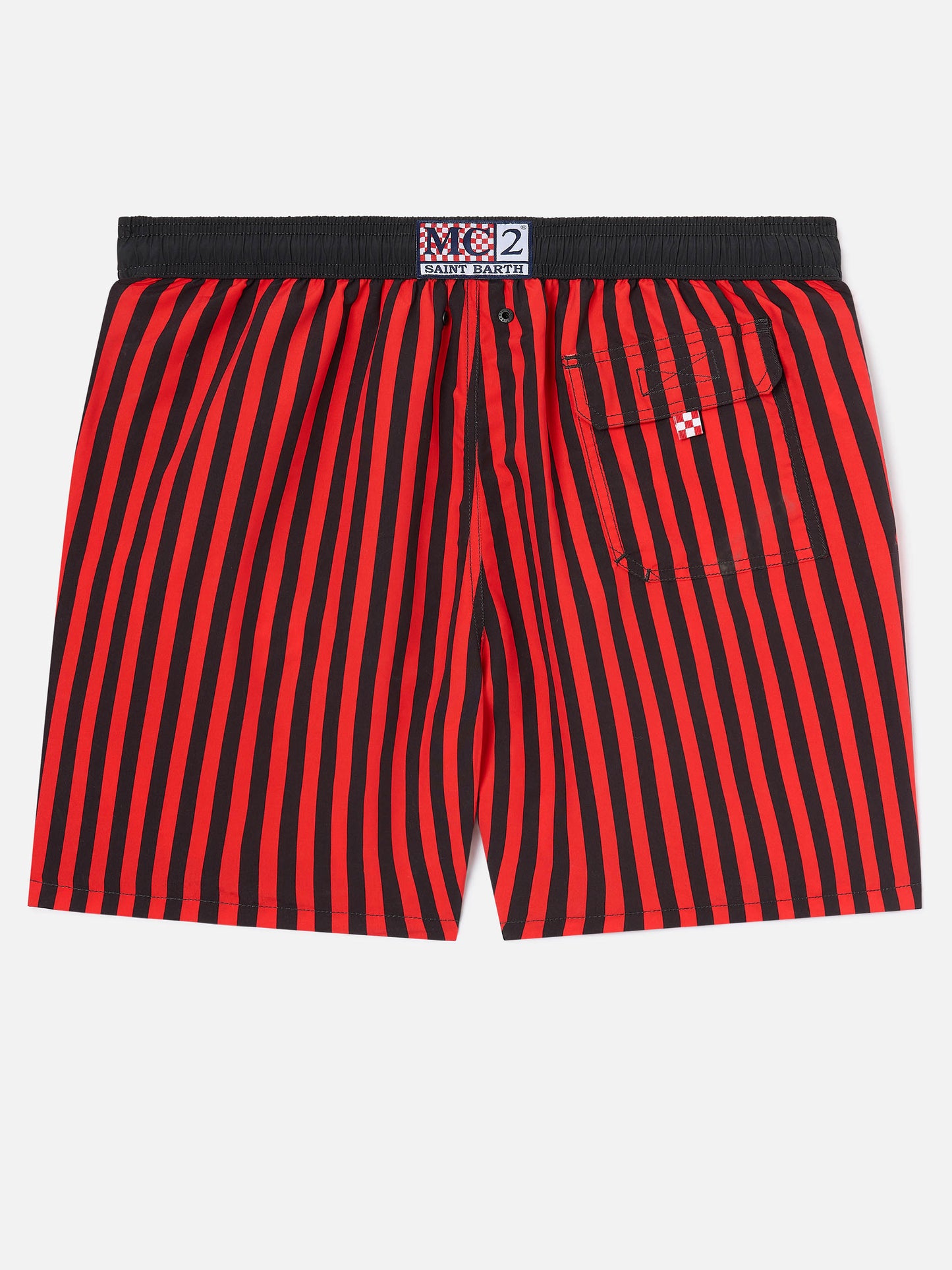 Short de bain rayé rouge Gustavia avec patch AC MILAN et broderie Rossoneri | AC MILAN SPECIAL EDITION 