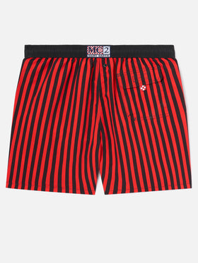 Short de bain rayé rouge Gustavia avec patch AC MILAN et broderie Rossoneri | AC MILAN SPECIAL EDITION 