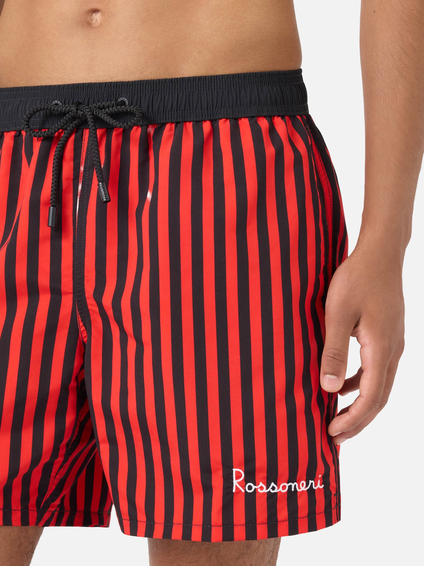 Short de bain rayé rouge Gustavia avec patch AC MILAN et broderie Rossoneri | AC MILAN SPECIAL EDITION 