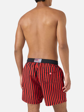 Short de bain rayé rouge Gustavia avec patch AC MILAN et broderie Rossoneri | AC MILAN SPECIAL EDITION 