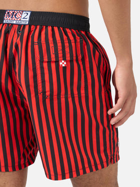 Short de bain rayé rouge Gustavia avec patch AC MILAN et broderie Rossoneri | AC MILAN SPECIAL EDITION 