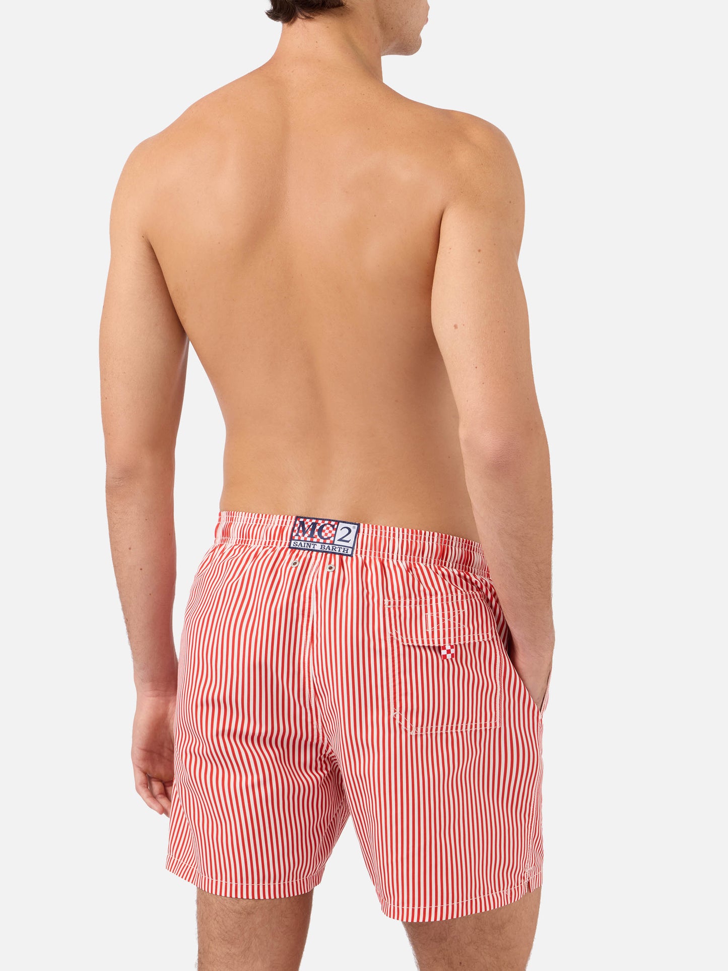 Costume mare Gustavia a righe rosse con ricamo AS Cannes | AS CANNES SPECIAL EDITION