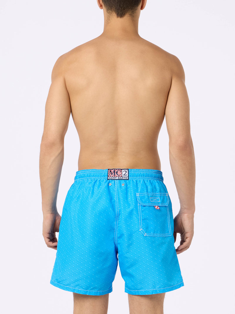 Man mid-length Gustavia swim-shorts with Napoli print | SSC NAPOLI SPECIAL EDITION