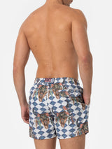 Man classic swim shorts Gustavia with buffalo print