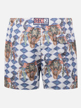 Man classic swim shorts Gustavia with buffalo print