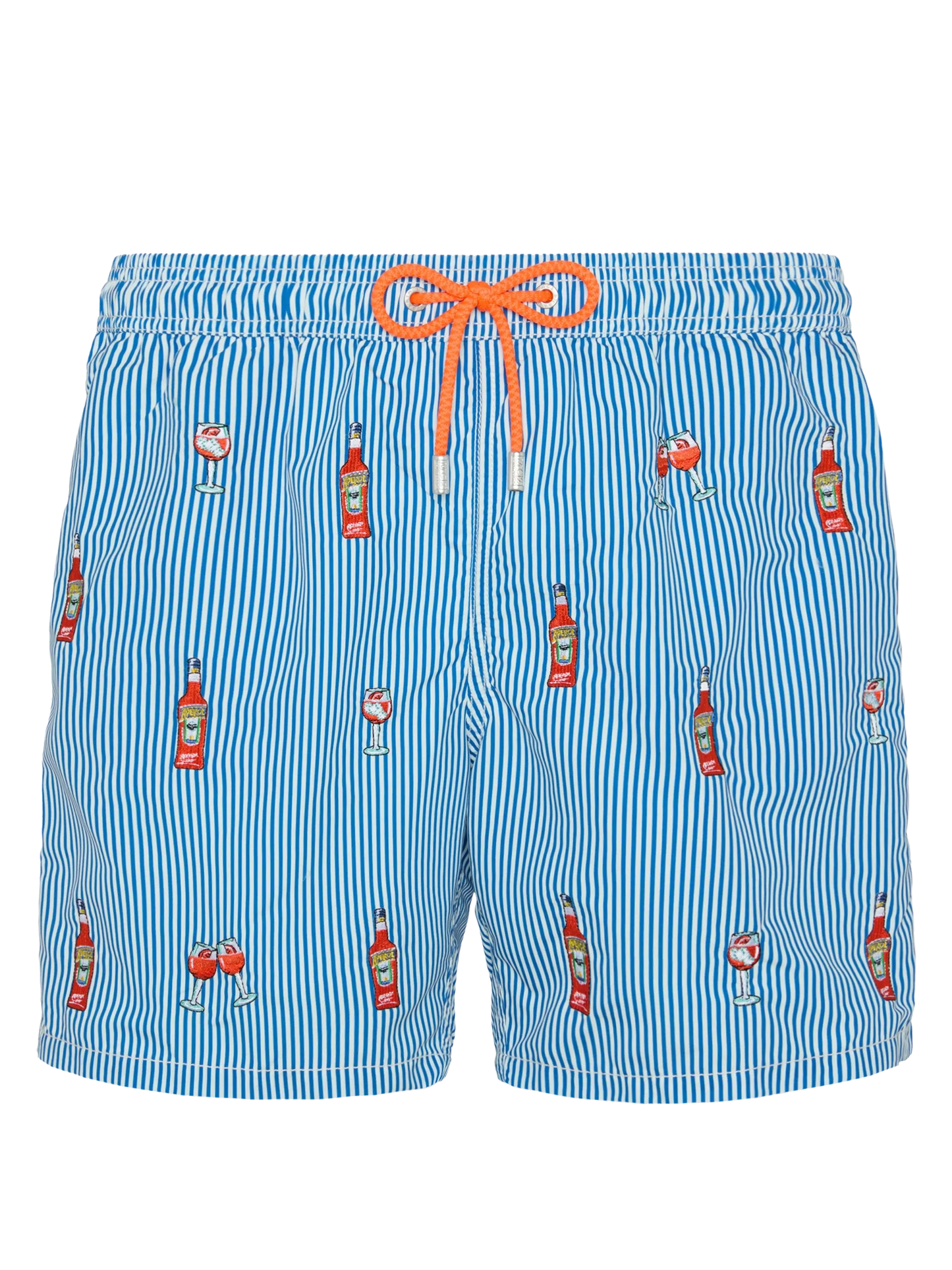Mid-length striped Gustavia swim-shorts with Aperol Spritz embroidery | APEROL SPECIAL EDITION - MC2 Saint Barth
